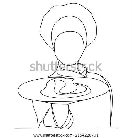 continuous line drawing of chef cooking cook a gourmet concept vector illustration.