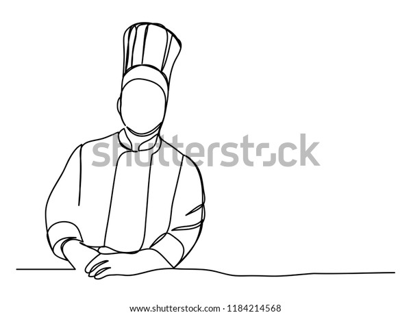 Image Vectorielle De Stock De Dessin Continu De Chef Cuisinier Cuisiner 1184214568