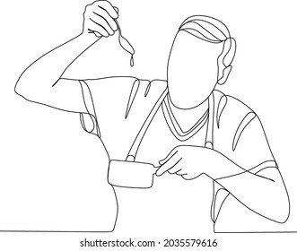 continuous line drawing of chef cooks or makes bread, toque chef hats isolated from white backgrounds.