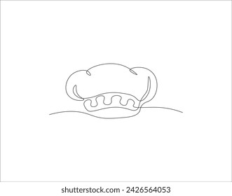 Continuous Line Drawing Of Chef Hat. One Line Of Chef Hat. Chef Hat Continuous Line Art. Editable Outline.