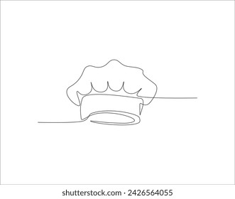 Continuous Line Drawing Of Chef Hat. One Line Of Chef Hat. Chef Hat Continuous Line Art. Editable Outline.