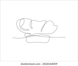 Continuous Line Drawing Of Chef Hat. One Line Of Chef Hat. Chef Hat Continuous Line Art. Editable Outline.