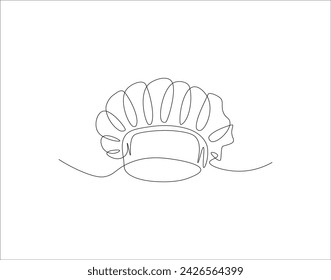 Dibujo De Línea Continua Del Sombrero Del Chef. Una Línea De Sombrero De Chef. Sombrero de Chef Línea Continua de Arte. Contorno Editable.