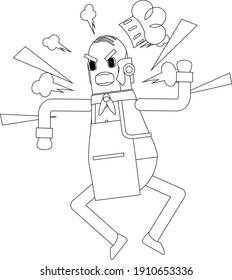 Continuous line drawing of chef with various poses