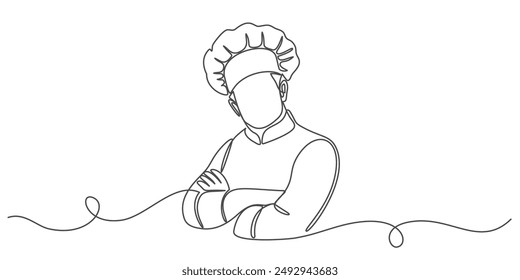 continuous line drawing of chef vector eps