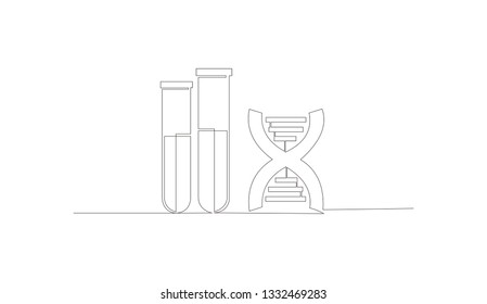 Continuous line drawing. Chemical lab retorts. Vector 