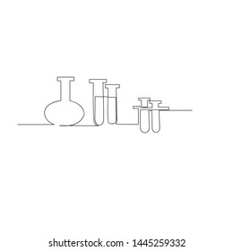 continuous line drawing of chemical lab retorts. isolated sketch drawing of chemical lab retorts line concept. outline thin stroke vector illustration