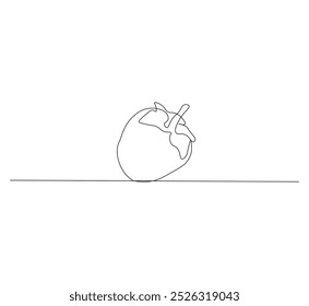 Continuous line drawing of cherry. Cherry fruit single line drawing vector design