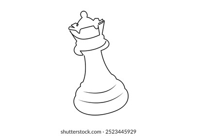 Continuous Line Drawing of Chess Icon. Hand Drawn Symbol Vector Illustration, Queen and pawn, chess pieces continuous one line art illustration. Can used for logo, emblem, slide show and banner.