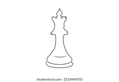 Continuous Line Drawing of Chess Icon. Hand Drawn Symbol Vector Illustration, Queen and pawn, chess pieces continuous one line art illustration. Can used for logo, emblem, slide show and banner.