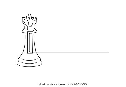 Continuous Line Drawing of Chess Icon. Hand Drawn Symbol Vector Illustration, Queen and pawn, chess pieces continuous one line art illustration. Can used for logo, emblem, slide show and banner.