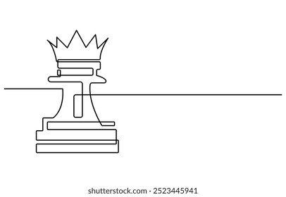 Continuous Line Drawing of Chess Icon. Hand Drawn Symbol Vector Illustration, Queen and pawn, chess pieces continuous one line art illustration. Can used for logo, emblem, slide show and banner.