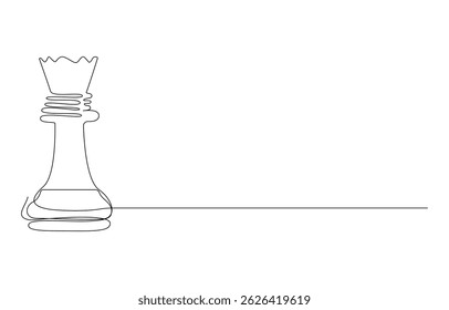 Continuous Line Drawing of Chess Icon. Hand Drawn Symbol Vector Illustration, Chess Vector Line Icon - Simple Thin Line Icon, Chess Kings and Queen