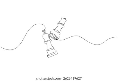 Continuous Line Drawing of Chess Icon. Hand Drawn Symbol Vector Illustration, Chess Vector Line Icon - Simple Thin Line Icon, Chess Kings and Queen