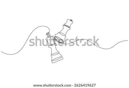 Continuous Line Drawing of Chess Icon. Hand Drawn Symbol Vector Illustration, Chess Vector Line Icon - Simple Thin Line Icon, Chess Kings and Queen