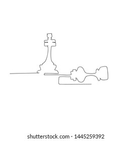 continuous line drawing of chess pieces queen and king. isolated sketch drawing of chess pieces queen and king line concept. outline thin stroke vector illustration