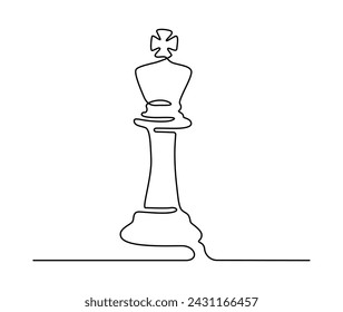Continuous line drawing of a chess pieces king versus queen. Chess game concept. Vector illustration	