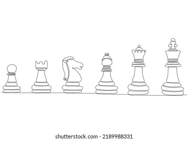 
continuous line drawing chess vector illustration