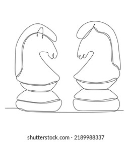 
continuous line drawing chess vector illustration