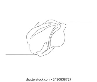 Continuous Line Drawing Of Chicken Meat. One Line Of Whole Chicken. Chicken Meat Continuous Line Art. Editable Outline.