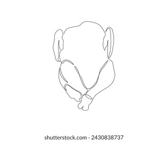 Línea Continua De Dibujo De Carne De Pollo. Una Línea De Pollo Entero. Línea de arte continuo de carne de pollo. Contorno editable.
