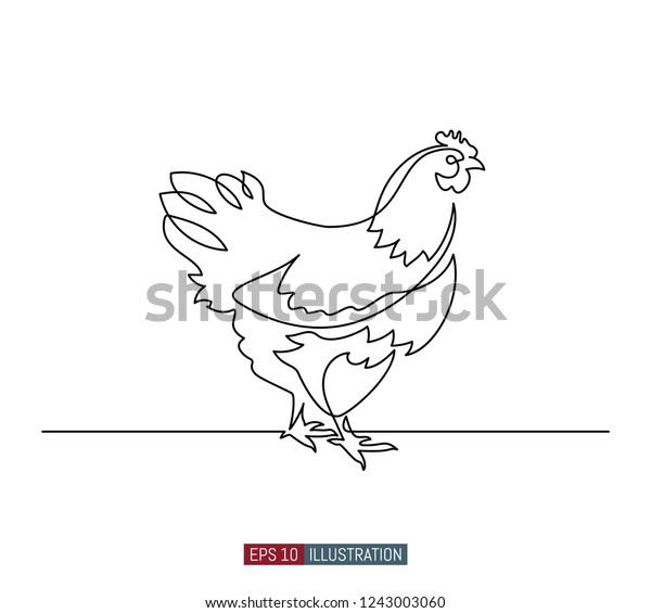 Continuous Line Drawing Chicken Template Your Stock Vector (Royalty