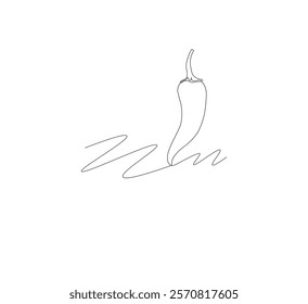 Continuous line drawing of chili pepper with one line, white background, Vegetable concept. Design graphic vector illustration