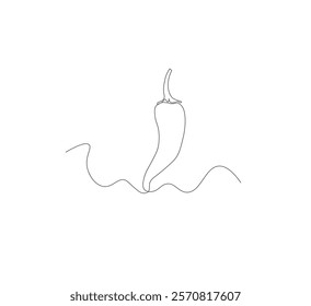 Continuous line drawing of chili pepper with one line, white background, Vegetable concept. Design graphic vector illustration