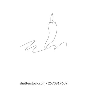 Continuous line drawing of chili pepper with one line, white background, Vegetable concept. Design graphic vector illustration