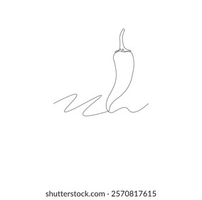 Continuous line drawing of chili pepper with one line, white background, Vegetable concept. Design graphic vector illustration