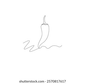 Continuous line drawing of chili pepper with one line, white background, Vegetable concept. Design graphic vector illustration