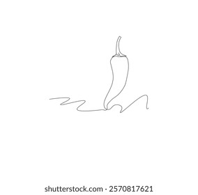 Continuous line drawing of chili pepper with one line, white background, Vegetable concept. Design graphic vector illustration