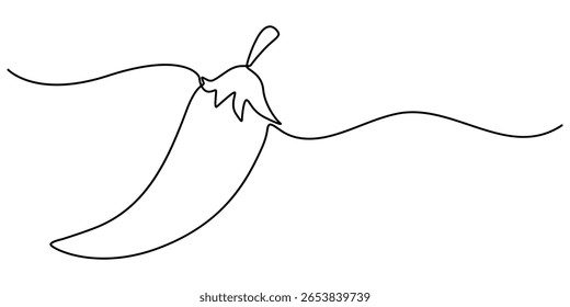  Dibujo de línea continua de chile con una línea, fondo blanco, concepto de vegetal. Diseño de Ilustración vectorial gráfica.