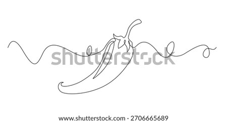 Continuous line drawing of a chili pepper.single line illustration representing spicy food, cooking ingredients, hot flavors, kitchen themes, culinary arts, agriculture, and fresh produce concepts.