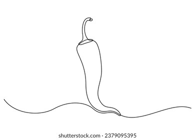 kontinuierliche Zeichnung eines Chilis. Einzeilige Idee eines Chilis im Dodle-Stil auf weißem Hintergrund. Vektorgrafik