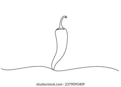 kontinuierliche Zeichnung eines Chilis. Einzeilige Idee eines Chilis im Dodle-Stil auf weißem Hintergrund. Vektorgrafik