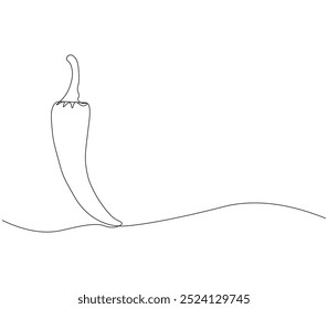 continuous line drawing of chili. spicy vegetable concept. Continuous line draw design graphic vector illustration. Editable outline.