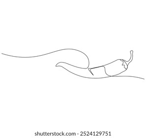 continuous line drawing of chili. spicy vegetable concept. Continuous line draw design graphic vector illustration. Editable outline.