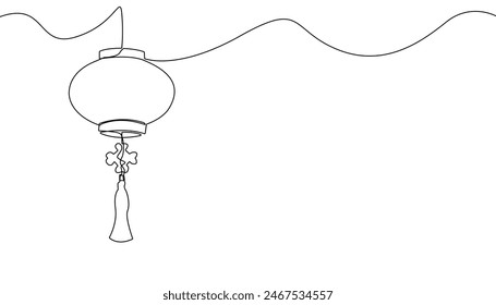 continuous line drawing of chinese lanterns.one line drawing of chinese new year celebration.chinese lanterns hanging on single line concept