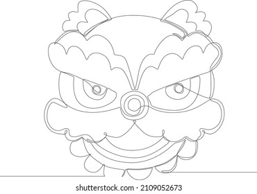 Continuous line drawing of Chinese new year Shio, Dragon Shio in black and white background. Vector illustration.