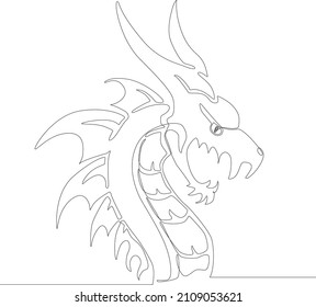 Continuous line drawing of Chinese new year Shio, Dragon Shio in black and white background. Chinese New Year entertainment. Vector illustration.