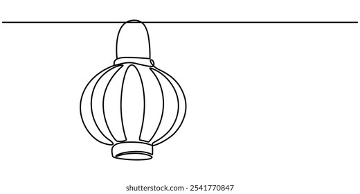 continuous line drawing chinese paper lantern festival illustration vector, Chinese Lanterns Drawing, The paper lantern festival in China is illustrated in a continuous line drawing, continuous line.
