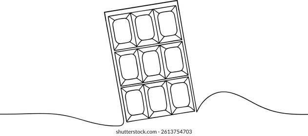continuous line drawing of a chocolate bar with abstract contour and elegant modern sketch style