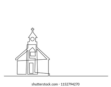 Continuous Line Drawing Christian Churches Building Stock Vector ...