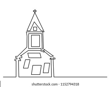 Continuous line drawing of Christian churches building concept, symbol, construction, vector illustration simple.