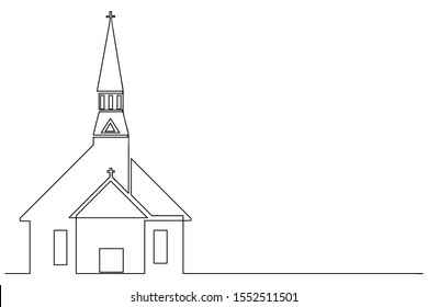 Continuous Line Drawing Christian Churches Building Stock Vector ...