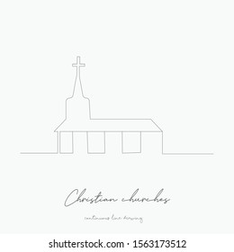 continuous line drawing. christian churches. simple vector illustration. christian churches concept hand drawing sketch line.