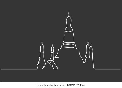 Continuous line drawing of Christian churches building concept, symbol, construction, vector illustration simple.