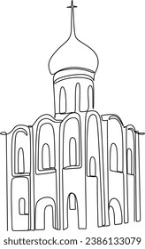 Continuous line drawing of Christian churches building concept, symbol, construction, vector illustration simple.