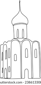 Continuous line drawing of Christian churches building concept, symbol, construction, vector illustration simple.